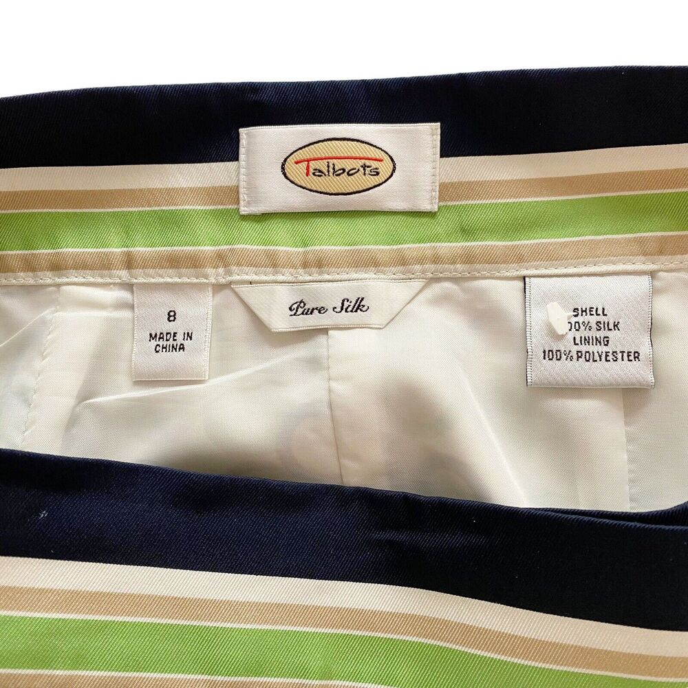 Talbots Skirt Women Size 8 Silk Lined Blue/Green/Beige Y2K Wrap Abstract Pattern - Picture 8 of 12
